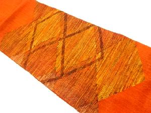 リサイクル　手織り真綿紬菱模様織出し名古屋帯